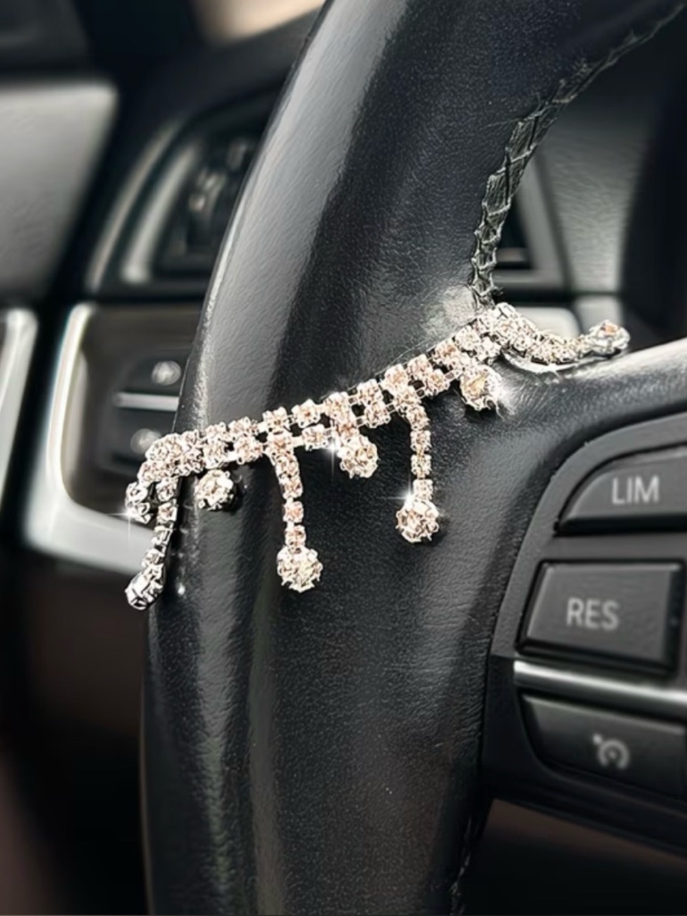 Steering Wheel Charm Crystal Crown Accents Car Accessory
